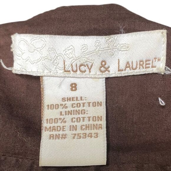 Lucy & Laurel babydoll brown multi-floral boho hippie midi sun dress size 8 - Picture 9 of 11